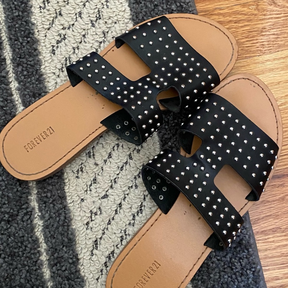 Black Studded Sandals